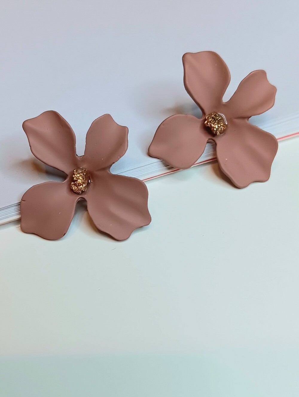 Floral Matte Mauve Flower Earrings - Brand